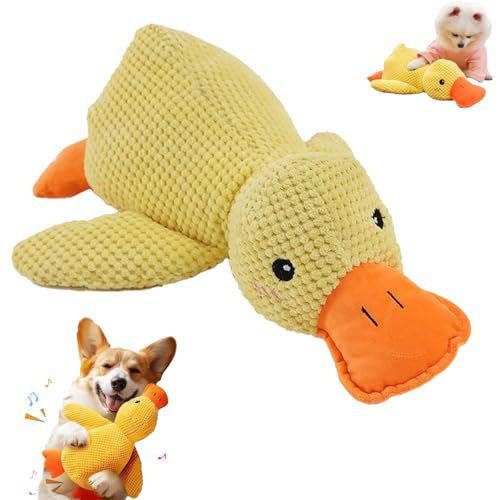 Qosigote Anti-Stress Ente,Anti Stress Ente Hund, Pfotenmond Anti Stress Ente, Antistressente Für Hunde, Interactive Stable Anti-Stress Toy for Small Dogs (Yellow,M) von Qosigote