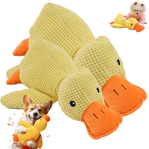 Qosigote Anti-Stress Ente,Anti Stress Ente Hund, Anti Stress Ente, Antistressente Für Hunde, Interactive Stable Anti-Stress Toy for Small Dogs (Yellow,S+L) von Qosigote