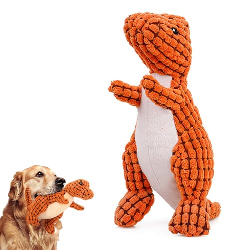 Qosigote Bulk Dog Toys, Dog Toy Pack, Bite Resistant Robust Dino, Indestructible Dog Toy for Aggressive Chewers - Engaging Plush Toy for Large Dogs (Orange) von Qosigote