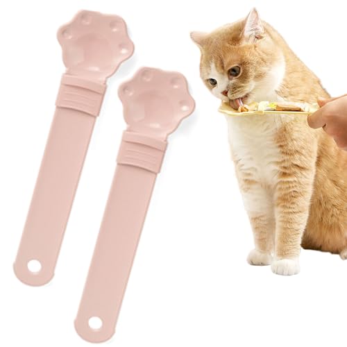 Qosigote Cat Spoons for Wet Food, Cat Strip Happy Spoon, Cat Strip Squeeze Liquid Snack Feeding Spoon - Multi Functional Pet Feeder for Wet Food - Food Storage Essential (Pink 2Pcs) von Qosigote