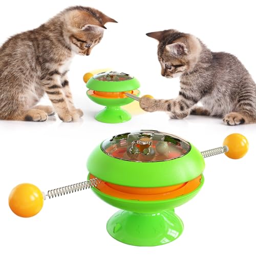 Qosigote Catnip Balls Toy with Suction Cup Base, Multi-Functional Catnip Interactive Training Toy, Funny Teasing Cat Spinning Windmill Toys, Engaging Indoor Cat Toy for Endless Fun (Green) von Qosigote