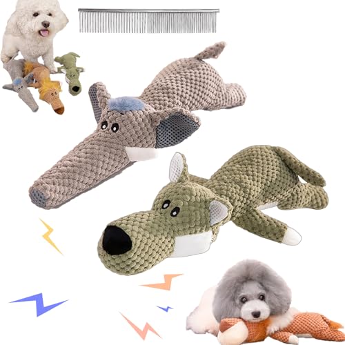 Qosigote Cozybuddies Anti Stress Buddy, Hundespielzeug Mit Quietscher Kauspielzeug Hund Weich, Kuscheltier Hund, Zahnschonend, Hilft Gegen Stress Und Unruhe (B,2) von Qosigote