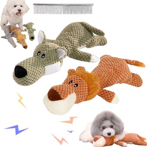 Qosigote Cozybuddies Anti Stress Buddy, Hundespielzeug Mit Quietscher Kauspielzeug Hund Weich, Kuscheltier Hund, Zahnschonend, Hilft Gegen Stress Und Unruhe (C,2) von Qosigote
