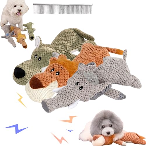 Qosigote Cozybuddies Anti Stress Buddy, Hundespielzeug Mit Quietscher Kauspielzeug Hund Weich, Kuscheltier Hund, Zahnschonend, Hilft Gegen Stress Und Unruhe (D,3) von Qosigote