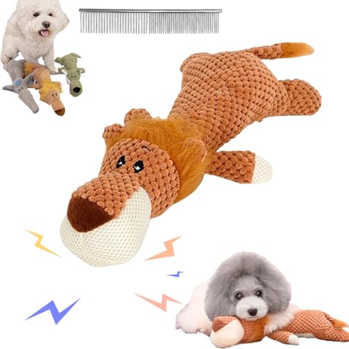 Qosigote Cozybuddies Anti Stress Buddy, Hundespielzeug Mit Quietscher Kauspielzeug Hund Weich, Kuscheltier Hund, Zahnschonend, Hilft Gegen Stress Und Unruhe (Löwe,1) von Qosigote
