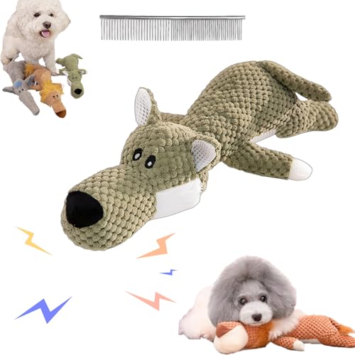 Qosigote Cozybuddies Anti Stress Buddy, Hundespielzeug Mit Quietscher Kauspielzeug Hund Weich, Kuscheltier Hund, Zahnschonend, Hilft Gegen Stress Und Unruhe (Wolf,1) von Qosigote