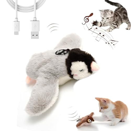 Qosigote Cutypet Flappy Bird, Cutypet Flying Bird Cat Toy, Flappychase Interactive Cat Toy, Flapping Bird Cat Toy, Flappy Chase Cat Toy, Flying Bird Cat Toys for Indoor Cats (Penguin) von Qosigote