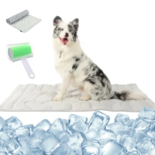 Qosigote Drpfoten Kühlmatte, Pfotenchill - Die Innovative Kühlmatte Für Hunde, Kühlmatte Für Hunde Katze, Schützt Deinen Hund Vor Überhitzung, Eiskühler Stoff, Leicht Waschbar, Faltbar (M 91 * 58cm) von Qosigote
