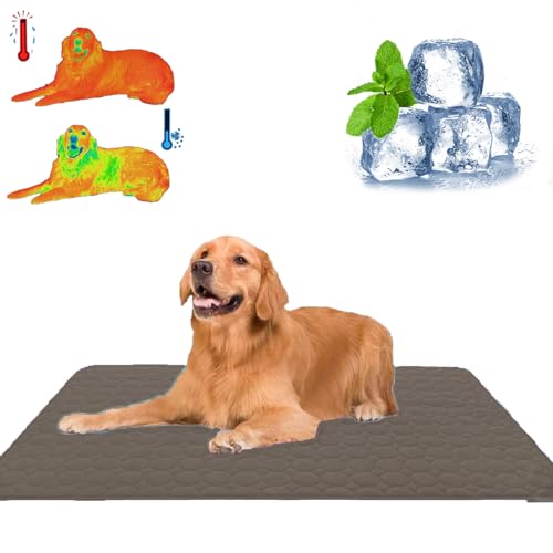 Qosigote Emmalove - Kühlmatte Für Den Sommer, Kuhlmatte Hund, Kühlmatte Für Hunde Katzen, Sommer Kühlkissen Für Hunde Waschbar, Den Sommer, Geeignet Bodensofa, Zwinger (Braun,S/50 * 40cm) von Qosigote