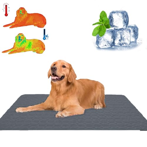 Qosigote Emmalove - Kühlmatte Für Den Sommer, Kuhlmatte Hund, Kühlmatte Für Hunde Katzen, Sommer Kühlkissen Für Hunde Waschbar, Den Sommer, Geeignet Bodensofa, Zwinger (Dunkelgrau,Xs/40 * 30cm) von Qosigote