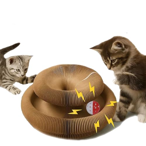 Qosigote Fangbox Katzen, Katzenspielzeug, Katzenwirbel, Magische Orgel Katzenkratzbrett,Kitten Kratzbrett Für Junge Katze,Interaktive Kratzunterlage Mit Ball (1pc) von Qosigote