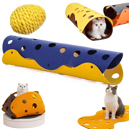 Qosigote Haustier-Spiele Erlebnistunnel, Cat Spiele Erlebnistunnel, Perfekte Erlebnistunnel Für Deine Katze, Eine Vielzahl Von Kombinationen, DIY Katzentunnel (A,92 * 45cm) von Qosigote