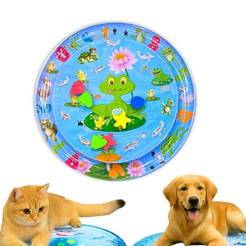 Qosigote Hunde Katzen Spiel & Kühl Wassermatte (65cm), Wassermatte Katzen Kratzfest, Sommer Aufblasbare Sensorische Wasserspielmatte, Interaktives Spielzeug für Katzen und Hunde (F) von Qosigote