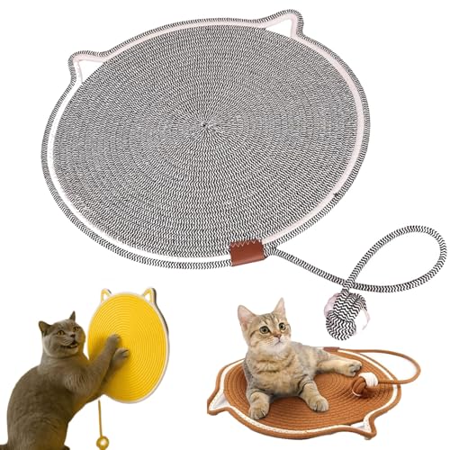 Qosigote Kratzwunder, Pets Dual Scratching Pad, Kratzmatte Katze, 50cm/19.69in Verbessertes Und Vergrößertes Sisal Teppich Kratzmatte Katze Mit Baumwollkugel Spielzeug & Katzenohr-Design (Grau,42 cm) Qosigote Kratzwunder, Pets Dual Scratching Pad, Kratzmatte Katze, 50cm/19.69in Verbessertes Und Vergrößertes Sisal Teppich Kratzmatte Katze Mit Baumwollkugel Spielzeug & Katzenohr-Design (Grau,42 cm) von Qosigote
