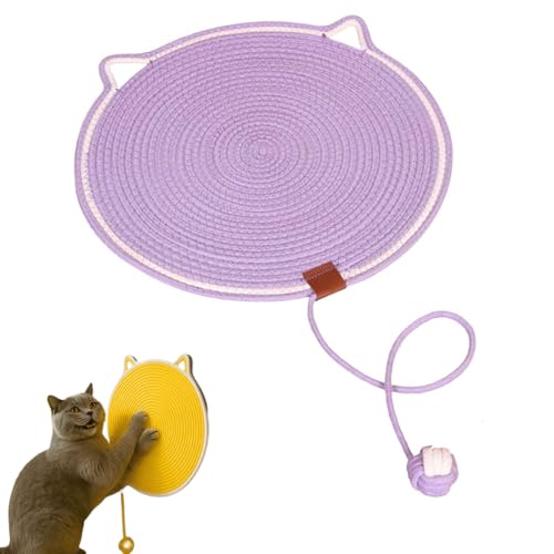 Qosigote Kratzwunder, Pets Dual Scratching Pad, Kratzmatte Katze, 50cm/19.69in Verbessertes Und Vergrößertes Sisal Teppich Kratzmatte Katze Mit Baumwollkugel Spielzeug & Katzenohr-Design (Lila,42 cm) Qosigote Kratzwunder, Pets Dual Scratching Pad, Kratzmatte Katze, 50cm/19.69in Verbessertes Und Vergrößertes Sisal Teppich Kratzmatte Katze Mit Baumwollkugel Spielzeug & Katzenohr-Design (Lila,42 cm) von Qosigote