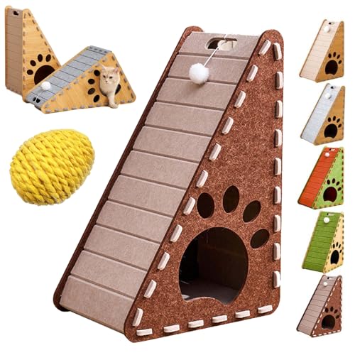 Qosigote Mellowkin Cat Scratcher, Mellowkin Felt Cat Scratcher, L Förmige Kratzpappe Für Katzen, Wear-Resistant Non-Shedding Felt Material Cat Bed Against, Scratching Mat Playing Toy (A,Triangle) von Qosigote