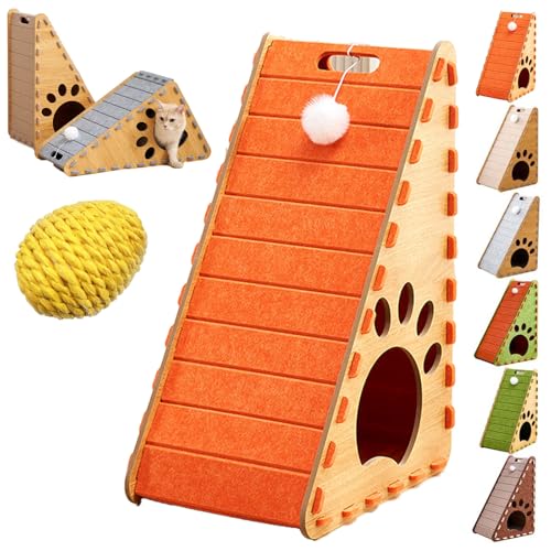 Qosigote Mellowkin Cat Scratcher, Mellowkin Felt Cat Scratcher, L Förmige Kratzpappe Für Katzen, Wear-Resistant Non-Shedding Felt Material Cat Bed Against, Scratching Mat Playing Toy (B,Triangle) von Qosigote