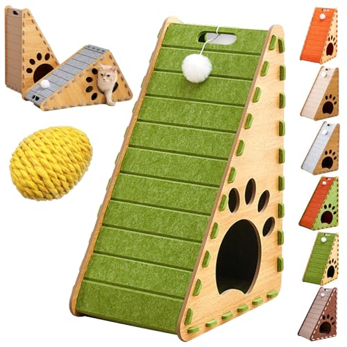 Qosigote Mellowkin Cat Scratcher, Mellowkin Felt Cat Scratcher, L Förmige Kratzpappe Für Katzen, Wear-Resistant Non-Shedding Felt Material Cat Bed Against, Scratching Mat Playing Toy (C,Triangle) von Qosigote