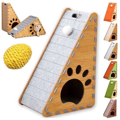 Qosigote Mellowkin Cat Scratcher, Mellowkin Felt Cat Scratcher, L Förmige Kratzpappe Für Katzen, Wear-Resistant Non-Shedding Felt Material Cat Bed Against, Scratching Mat Playing Toy (D,Triangle) von Qosigote