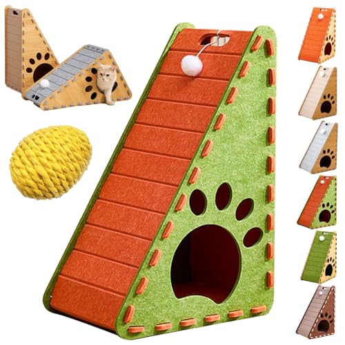 Qosigote Mellowkin Cat Scratcher, Mellowkin Felt Cat Scratcher, L Förmige Kratzpappe Für Katzen, Wear-Resistant Non-Shedding Felt Material Cat Bed Against, Scratching Mat Playing Toy (E,Triangle) von Qosigote