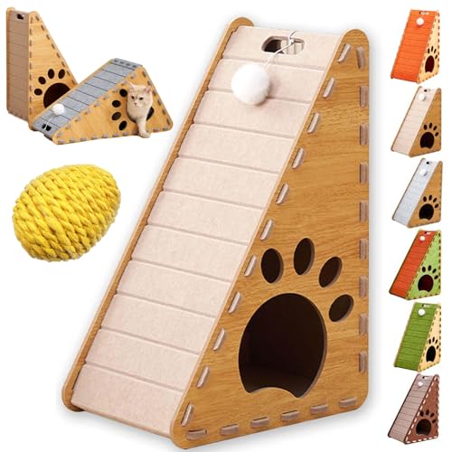 Qosigote Mellowkin Cat Scratcher, Mellowkin Felt Cat Scratcher, L Förmige Kratzpappe Für Katzen, Wear-Resistant Non-Shedding Felt Material Cat Bed Against, Scratching Mat Playing Toy (F,Triangle) von Qosigote