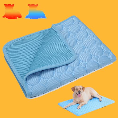 Qosigote Nordseepfote Kühlmatte, Kühlmatte Für Den Sommer, Nordseepfote Kühldecke Hund, Hundekühlmatte Selbstkühlend, Atmungsaktiv Waschbares Hundekissen für Sommer (Blau, L-70X55) von Qosigote