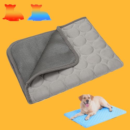 Qosigote Nordseepfote Kühlmatte, Kühlmatte Für Den Sommer, Nordseepfote Kühldecke Hund, Hundekühlmatte Selbstkühlend, Atmungsaktiv Waschbares Hundekissen für Sommer (Grau, L-70X55) von Qosigote