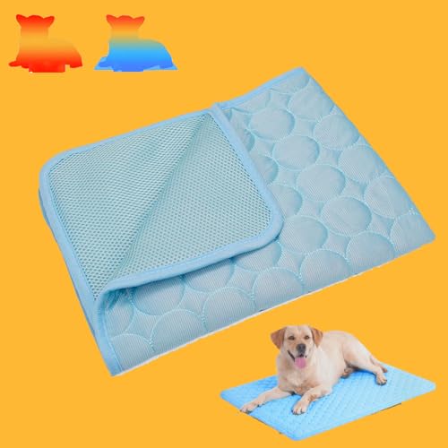 Qosigote Nordseepfote Kühlmatte, Kühlmatte Für Den Sommer, Nordseepfote Kühldecke Hund, Hundekühlmatte Selbstkühlend, Atmungsaktiv Waschbares Hundekissen für Sommer (Hellblau, XL-100X70) von Qosigote