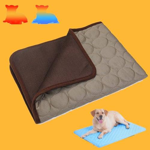 Qosigote Nordseepfote Kühlmatte, Kühlmatte Für Den Sommer, Nordseepfote Kühldecke Hund, Hundekühlmatte Selbstkühlend, Atmungsaktiv Waschbares Hundekissen für Sommer (Kaffee, L-70X55) von Qosigote