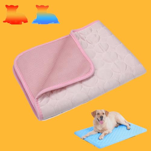 Qosigote Nordseepfote Kühlmatte, Kühlmatte Für Den Sommer, Nordseepfote Kühldecke Hund, Hundekühlmatte Selbstkühlend, Atmungsaktiv Waschbares Hundekissen für Sommer (Rosa, L-70X55) von Qosigote