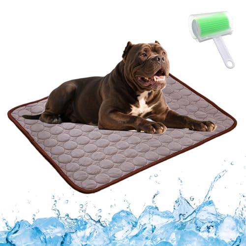 Qosigote Pfotenfrost Matte, Pfotenfrost Kühlmatte, Kühlmatte Hund, Selbstkühlende Hundematte, Waschbar Hund Matte Für Drinnen, Draußen Und Auto (Braun, L 70 * 55cm) von Qosigote