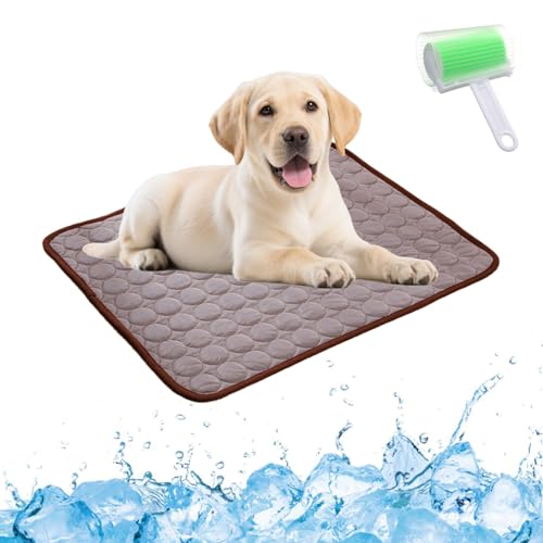 Qosigote Pfotenfrost Matte, Pfotenfrost Kühlmatte, Kühlmatte Hund, Selbstkühlende Hundematte, Waschbar Hund Matte Für Drinnen, Draußen Und Auto (Braun, S 50 * 40cm) von Qosigote