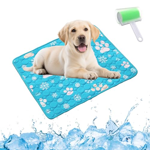 Qosigote Pfotenfrost Matte, Pfotenfrost Kühlmatte, Kühlmatte Hund, Selbstkühlende Hundematte, Waschbar Hund Matte Für Drinnen, Draußen Und Auto (D, S 50 * 40cm) von Qosigote