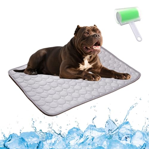 Qosigote Pfotenfrost Matte, Pfotenfrost Kühlmatte, Kühlmatte Hund, Selbstkühlende Hundematte, Waschbar Hund Matte Für Drinnen, Draußen Und Auto (Grau, L 70 * 55cm) von Qosigote