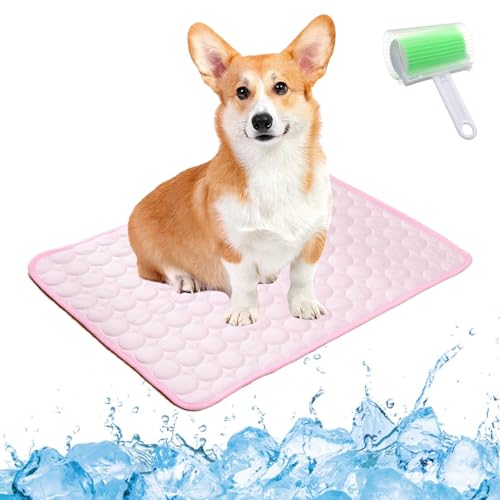 Qosigote Pfotenfrost Matte, Pfotenfrost Kühlmatte, Kühlmatte Hund, Selbstkühlende Hundematte, Waschbar Hund Matte Für Drinnen, Draußen Und Auto (Rosa, M 60 * 50cm) von Qosigote
