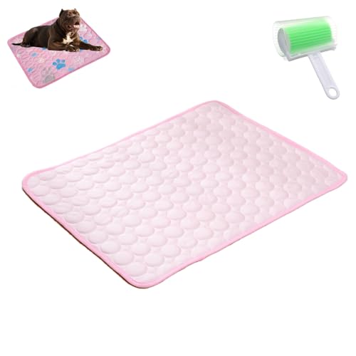Qosigote Pfotenfrost Matte, Pfotenfrost Kühlmatte, Kühlmatte Hund, Selbstkühlende Hundematte, Waschbar Hund Matte Für Drinnen, Draußen Und Auto (Rosa, S 50 * 40cm) von Qosigote