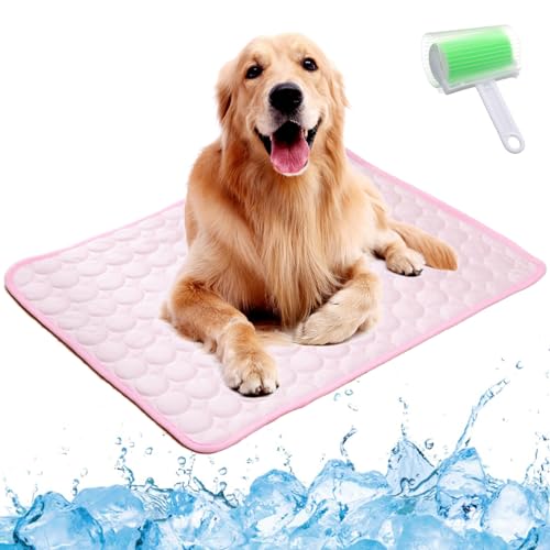 Qosigote Pfotenfrost Matte, Pfotenfrost Kühlmatte, Kühlmatte Hund, Selbstkühlende Hundematte, Waschbar Hund Matte Für Drinnen, Draußen Und Auto (Rosa, XL 100 * 70cm) von Qosigote
