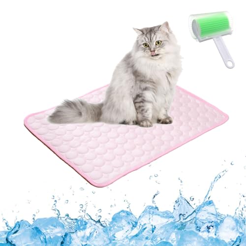 Qosigote Pfotenfrost Matte, Pfotenfrost Kühlmatte, Kühlmatte Hund, Selbstkühlende Hundematte, Waschbar Hund Matte Für Drinnen, Draußen Und Auto (Rosa, XS 40 * 30cm) von Qosigote