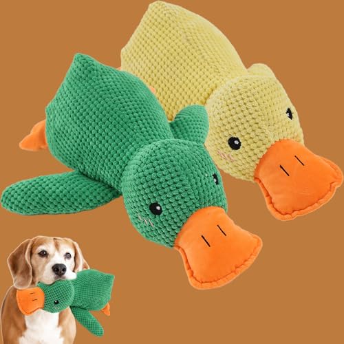 Qosigote Anti Stress Ente, Paw Moon Anti-Stress Duck, Paw Star Anti-Stress Duck, Calming Duck Dog Toy, Anti Stress Ente Hund, Soft Squeaky Duck for Pets (2PCS-A,S) von Qosigote