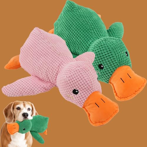 Qosigote Anti Stress Ente, Paw Moon Anti-Stress Duck, Paw Star Anti-Stress Duck, Calming Duck Dog Toy, Anti Stress Ente Hund, Soft Squeaky Duck for Pets (2PCS-C,L) von Qosigote