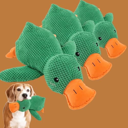 Qosigote Anti Stress Ente, Paw Moon Anti-Stress Duck, Paw Star Anti-Stress Duck, Calming Duck Dog Toy, Anti Stress Ente Hund, Soft Squeaky Duck for Pets (3PCS-Green,Mix) von Qosigote