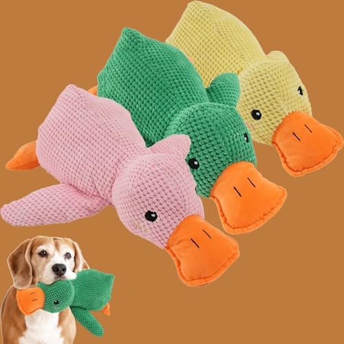 Qosigote Anti Stress Ente, Paw Moon Anti-Stress Duck, Paw Star Anti-Stress Duck, Calming Duck Dog Toy, Anti Stress Ente Hund, Soft Squeaky Duck for Pets (3PCS-L,Mix) von Qosigote