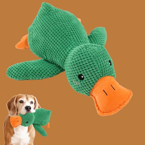 Qosigote Anti Stress Ente, Paw Moon Anti-Stress Duck, Paw Star Anti-Stress Duck, Calming Duck Dog Toy, Anti Stress Ente Hund, Soft Squeaky Duck for Pets (Green,S) von Qosigote