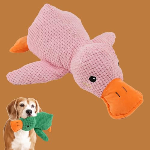 Qosigote Anti Stress Ente, Paw Moon Anti-Stress Duck, Paw Star Anti-Stress Duck, Calming Duck Dog Toy, Anti Stress Ente Hund, Soft Squeaky Duck for Pets (Pink,L) von Qosigote