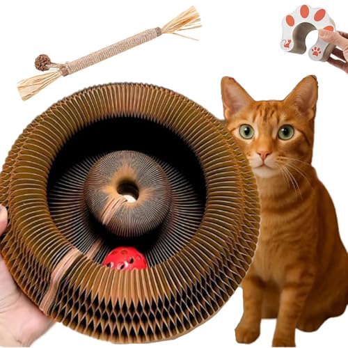 Qosigote Pfotenwert Katzenloop, Katzenwirbel Katzenliebling, Katzen Wirbel, Fangbox Katzen, Interaktive Kratzunterlage Mit Ball,Katzenspielzeug Intelligenz Intelligenzspielzeug (1pc,A) von Qosigote