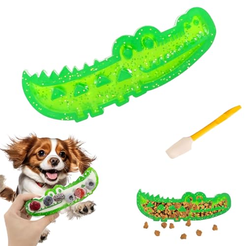 Qosigote Slow Feed Chew & Fetch Crocodile Dog Toy, Dog Slow Feeder Puzzle Toy, Promotes Slowly Eating, Reduces Stress, Perfect for Fetch, Chewing & Training, Teeth Cleaning (12 * 4.5cm) von Qosigote