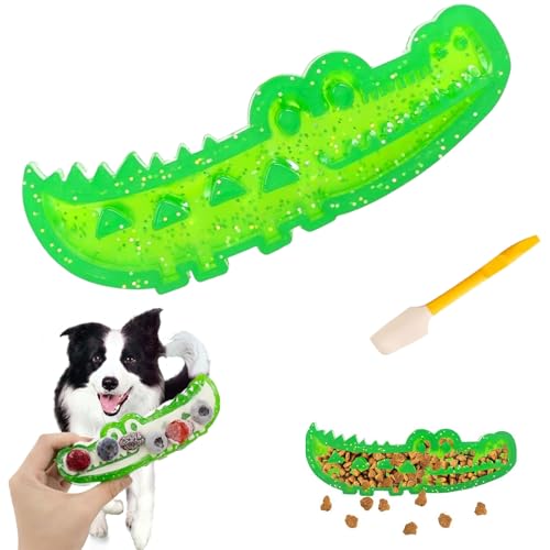 Qosigote Slow Feed Chew & Fetch Crocodile Dog Toy, Dog Slow Feeder Puzzle Toy, Promotes Slowly Eating, Reduces Stress, Perfect for Fetch, Chewing & Training, Teeth Cleaning (16 * 6cm) von Qosigote