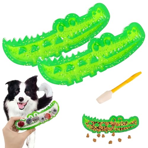 Qosigote Slow Feed Chew & Fetch Crocodile Dog Toy, Dog Slow Feeder Puzzle Toy, Promotes Slowly Eating, Reduces Stress, Perfect for Fetch, Chewing & Training, Teeth Cleaning (16 * 6cm*2) von Qosigote