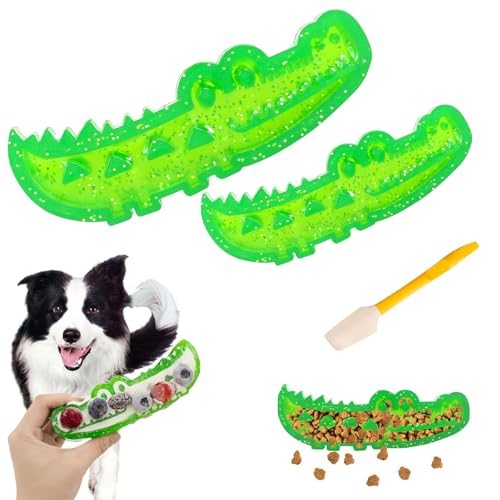 Qosigote Slow Feed Chew & Fetch Crocodile Dog Toy, Dog Slow Feeder Puzzle Toy, Promotes Slowly Eating, Reduces Stress, Perfect for Fetch, Chewing & Training, Teeth Cleaning (2PCS-Mix) von Qosigote