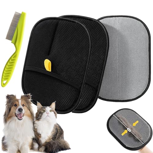 Qosigote Upgraded Tierhaar Tschüss, Tierhaarentferner Handschuh, Pet Hair Remover, Fellmagnet Katzen Hunde, Für Glattes Und Gesundes Fell, Static Removal Gloves for Clothes, Sofas, Carpets (2pcs) von Qosigote